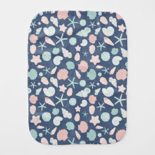 Coastal Shells Beach & Ocean Design Baby Burp Cloth