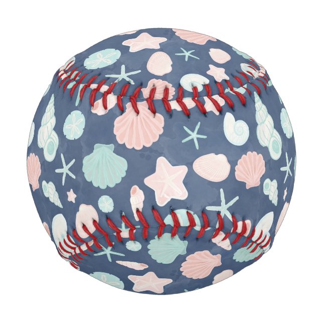 Coastal Shells Beach & Ocean Design Baseball (Front)