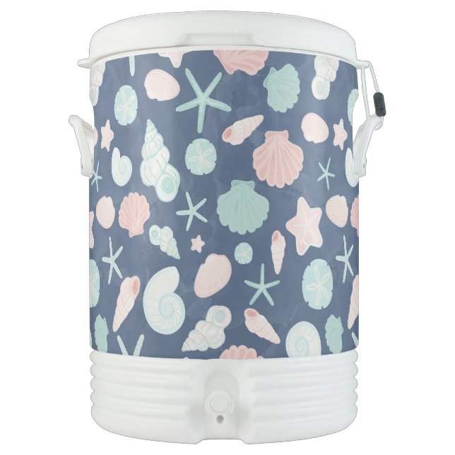 Coastal Shells Beach & Ocean Design Beverage Cooler (Front)