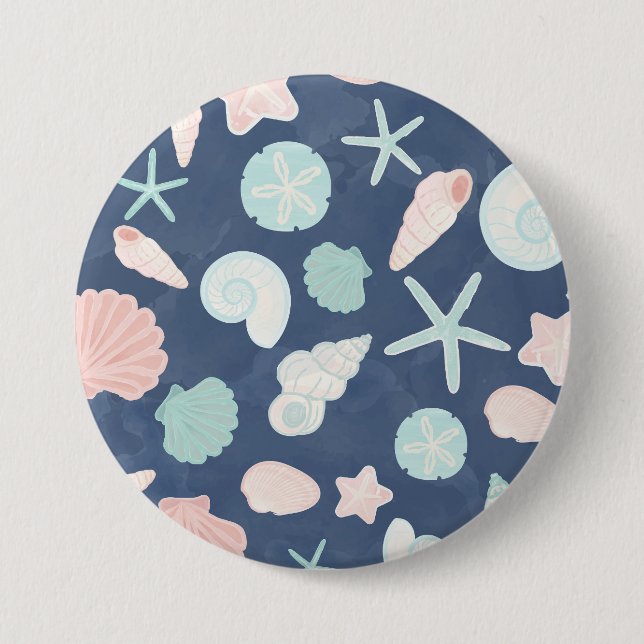 Coastal Shells Beach & Ocean Design Button (Front)