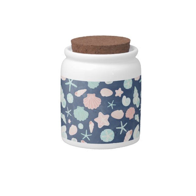 Coastal Shells Beach & Ocean Design Candy Jar (Front)