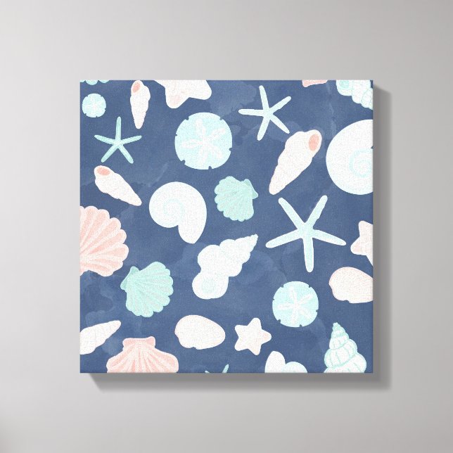 Coastal Shells Beach & Ocean Design Canvas Print (Front)