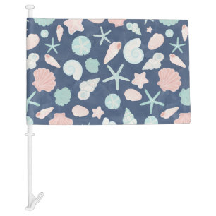 Coastal Shells Beach & Ocean Design Car Flag
