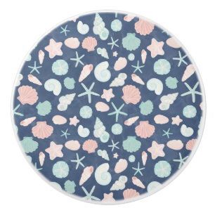 Coastal Shells Beach & Ocean Design Ceramic Knob