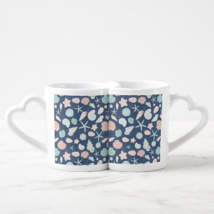 Coastal Shells Beach & Ocean Design Coffee Mug Set