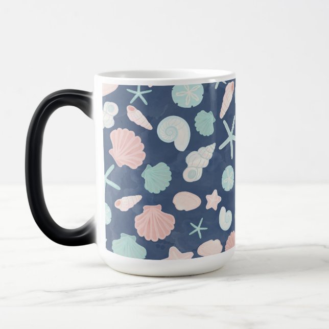 Coastal Shells Beach & Ocean Design Color Morph Mug (Left)