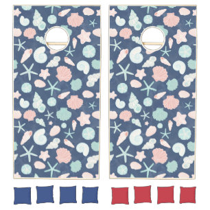 Coastal Shells Beach & Ocean Design Cornhole Set