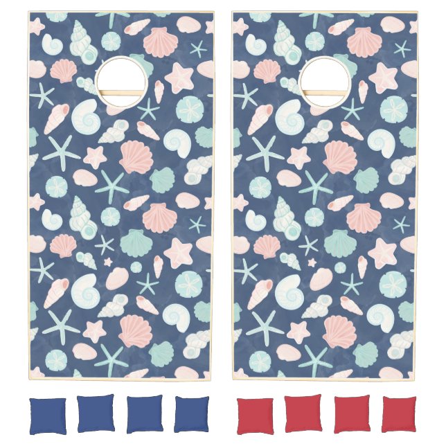Coastal Shells Beach & Ocean Design Cornhole Set (Set)