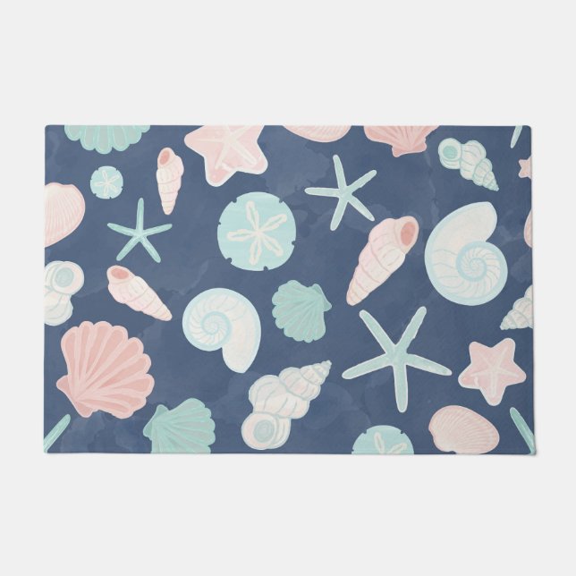 Coastal Shells Beach & Ocean Design Doormat (Front)