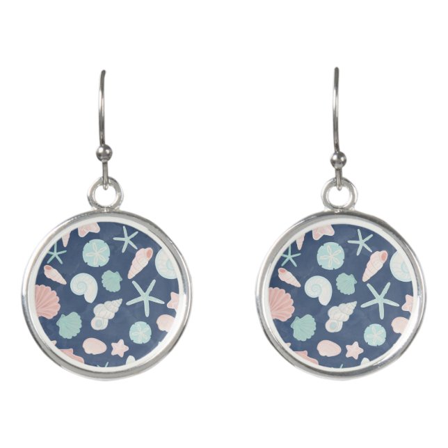 Coastal Shells Beach & Ocean Design Earrings (Front)