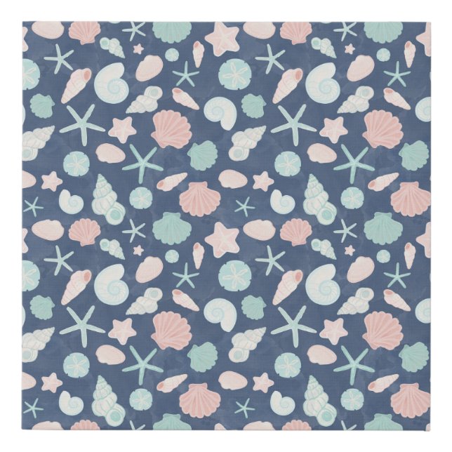 Coastal Shells Beach & Ocean Design Faux Canvas Print (Front)