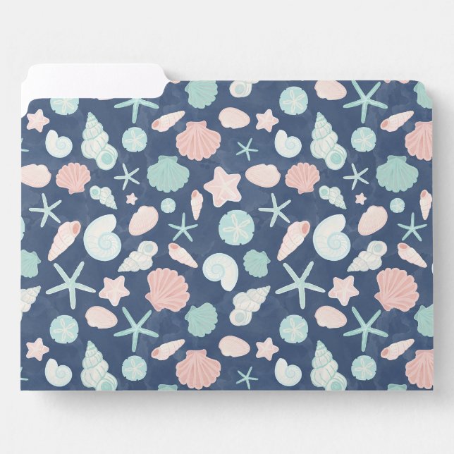 Coastal Shells Beach & Ocean Design File Folder (Front Left)