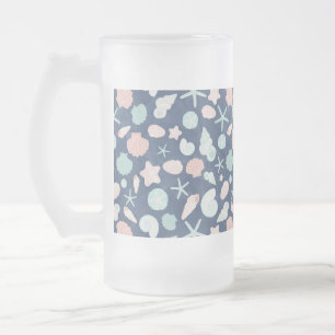 Coastal Shells Beach & Ocean Design Frosted Glass Beer Mug