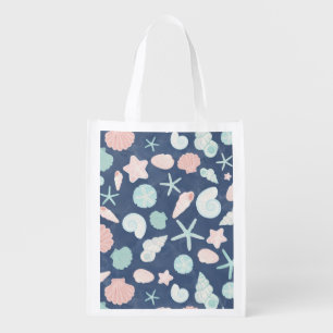 Coastal Shells Beach & Ocean Design Grocery Bag