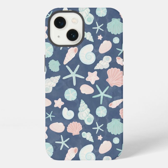 Coastal Shells Beach & Ocean Design Iphone Case (Back)