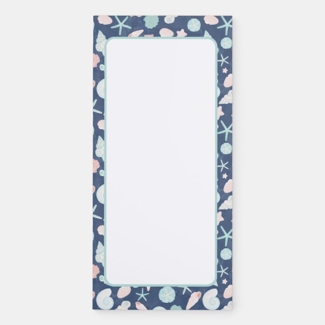 Coastal Shells Beach & Ocean Design Magnetic Notepad (Front)