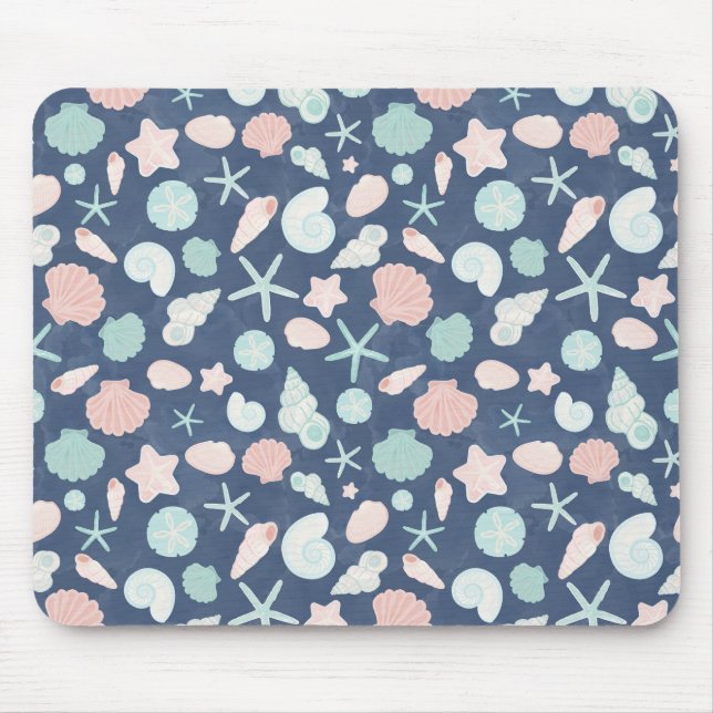 Coastal Shells Beach & Ocean Design Mouse Pad (Front)