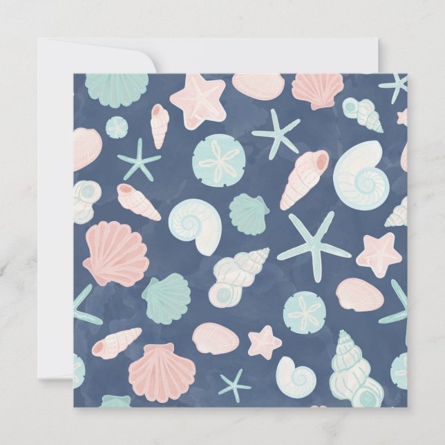 Coastal Shells Beach & Ocean Design Note Card (Front)