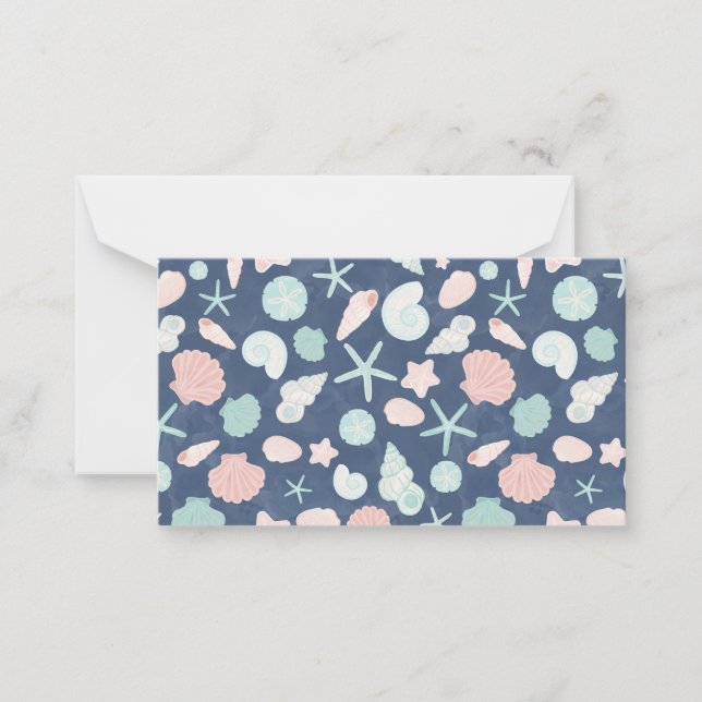 Coastal Shells Beach & Ocean Design Note Card (Front)