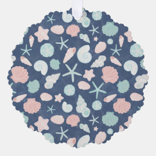 Coastal Shells Beach & Ocean Design Ornament Card