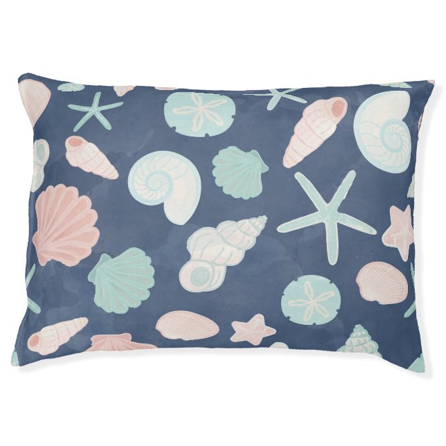 Coastal Shells Beach & Ocean Design Pet Bed (Front)