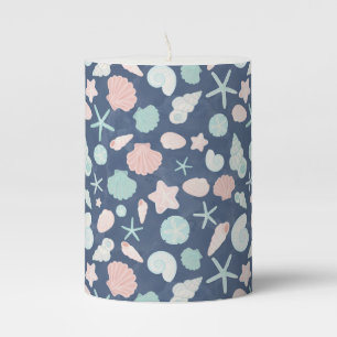 Coastal Shells Beach & Ocean Design Pillar Candle