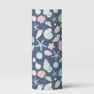 Coastal Shells Beach & Ocean Design Pillar Candle