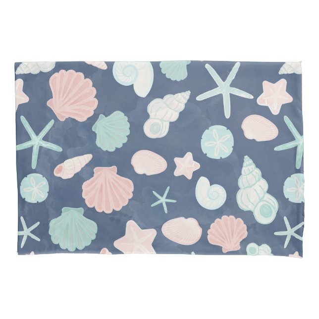 Coastal Shells Beach & Ocean Design Pillow Case (Front-Left)