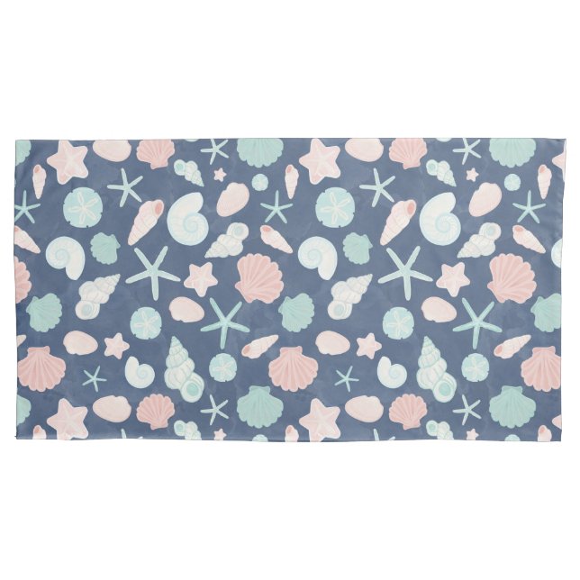 Coastal Shells Beach & Ocean Design Pillow Case (Front)