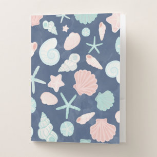 Coastal Shells Beach & Ocean Design Pocket Folder