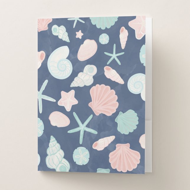 Coastal Shells Beach & Ocean Design Pocket Folder (Front)