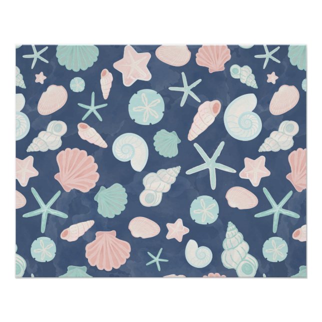 Coastal Shells Beach & Ocean Design Poster (Front)
