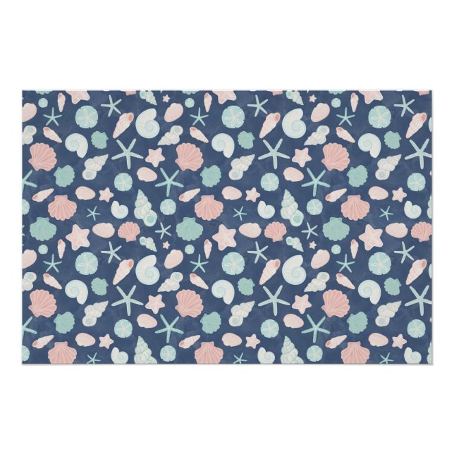 Coastal Shells Beach & Ocean Design Poster (Front)