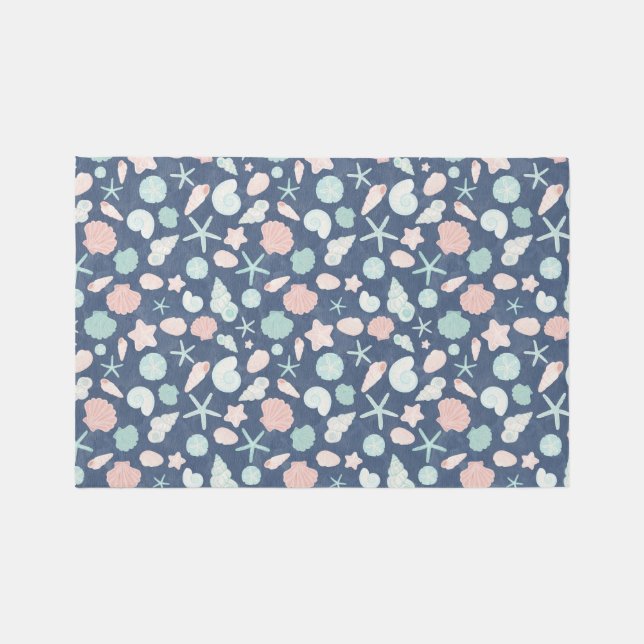 Coastal Shells Beach & Ocean Design Rug (Front)