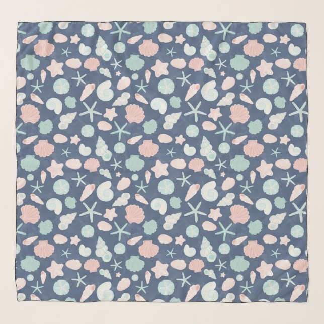 Coastal Shells Beach & Ocean Design Scarf (Front)