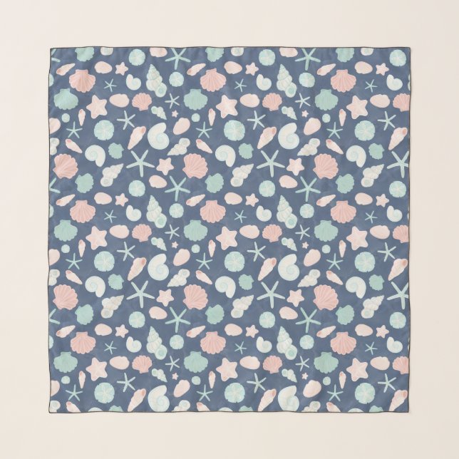 Coastal Shells Beach & Ocean Design Scarf (Front)