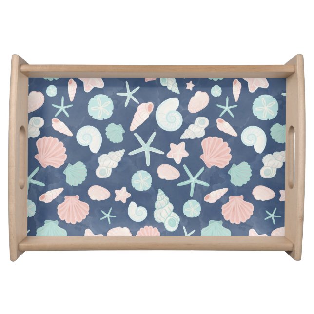 Coastal Shells Beach & Ocean Design Serving Tray (Front)