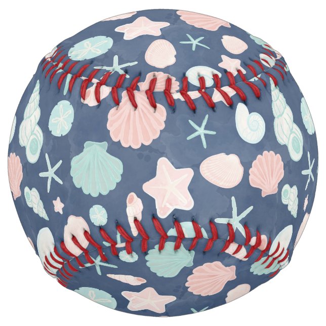 Coastal Shells Beach & Ocean Design Softball (Front)