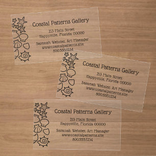 Coastal Shop Seashell Art Clear Business Cards