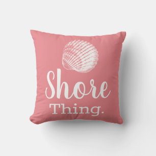 Coastal Shore Thing White Seashell Throw Pillow