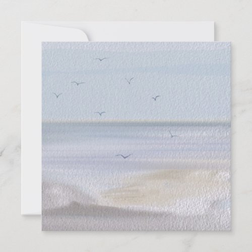 Coastal Shoreline Beach Watercolor Holiday Card