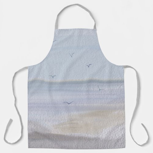 Coastal Shoreline Beach Watercolor Large Apron 