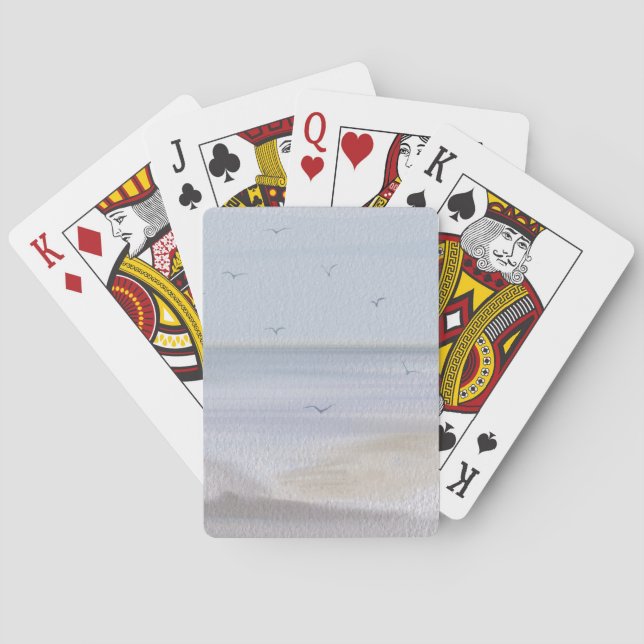 Coastal Shoreline Beach Watercolor Playing Cards (Back)