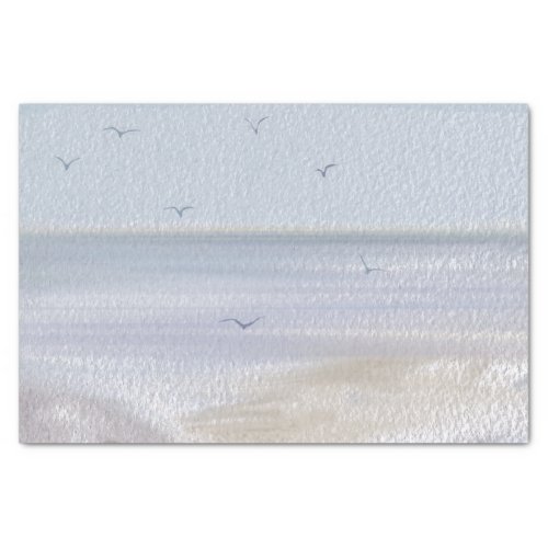 Coastal Shoreline Beach Watercolor Tissue Paper