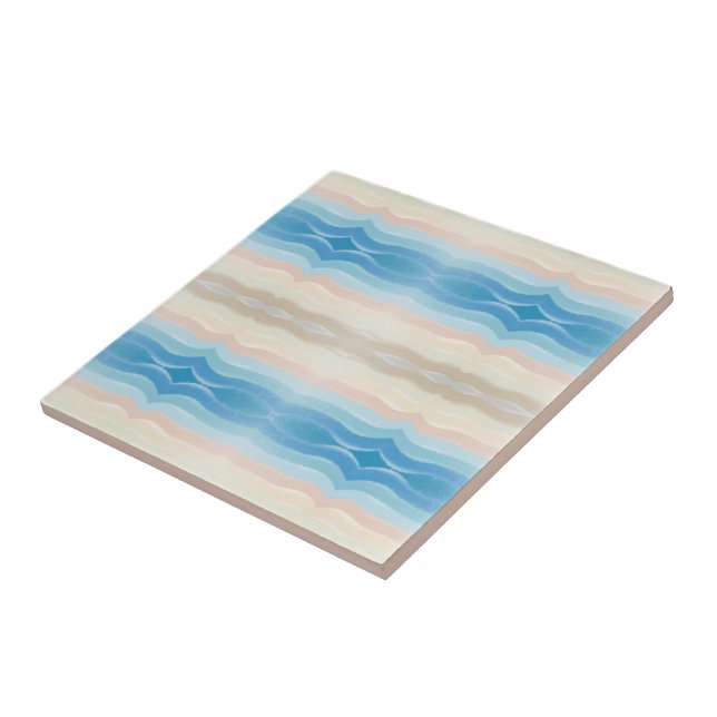 Coastal Shoreline Salty Wavy Repeat Pattern  Ceramic Tile (Side)