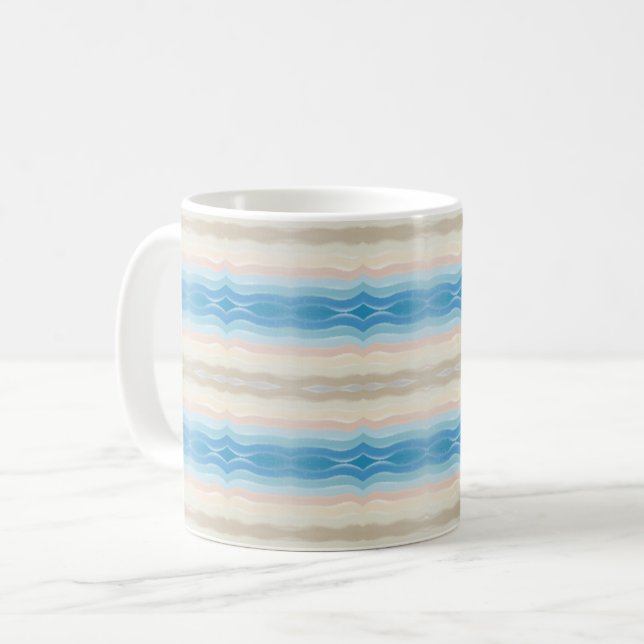 Coastal Shoreline Salty Wavy Repeat Pattern  Coffee Mug (Front Left)
