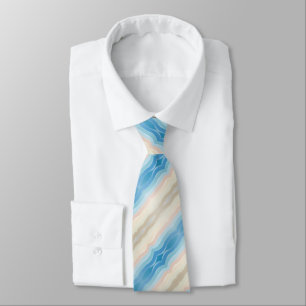 Coastal Shoreline Salty Wavy Repeat Pattern  Neck Tie
