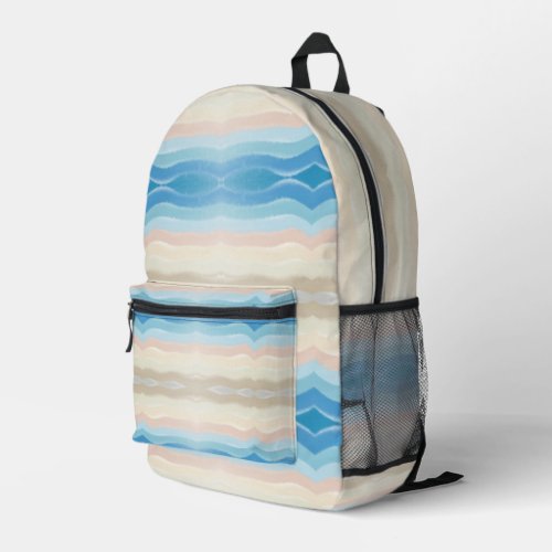 Coastal Shoreline Salty Wavy Repeat Pattern  Printed Backpack