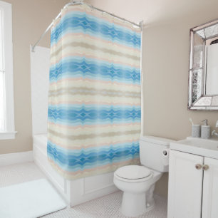 Coastal Shoreline Salty Wavy Repeat Pattern  Shower Curtain