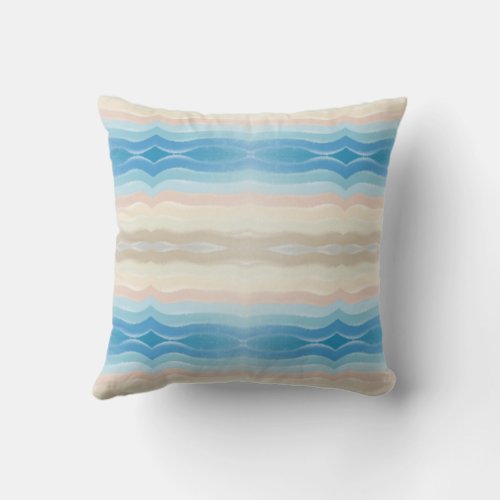 Coastal Shoreline Salty Wavy Repeat Pattern  Throw Pillow